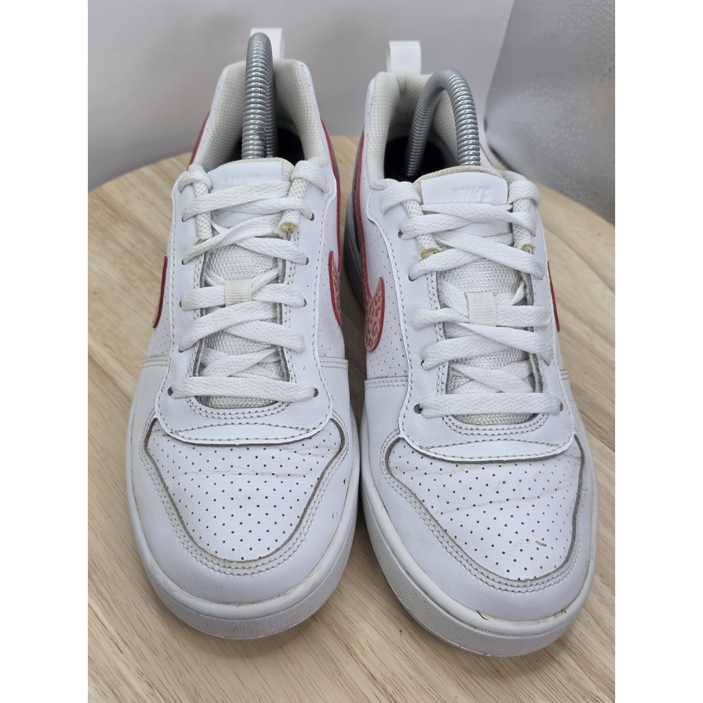 Womens Size 7.5 - White Nike Court Borough Low with pink leopard Swoosh Sneakers - Picture 4 of 9